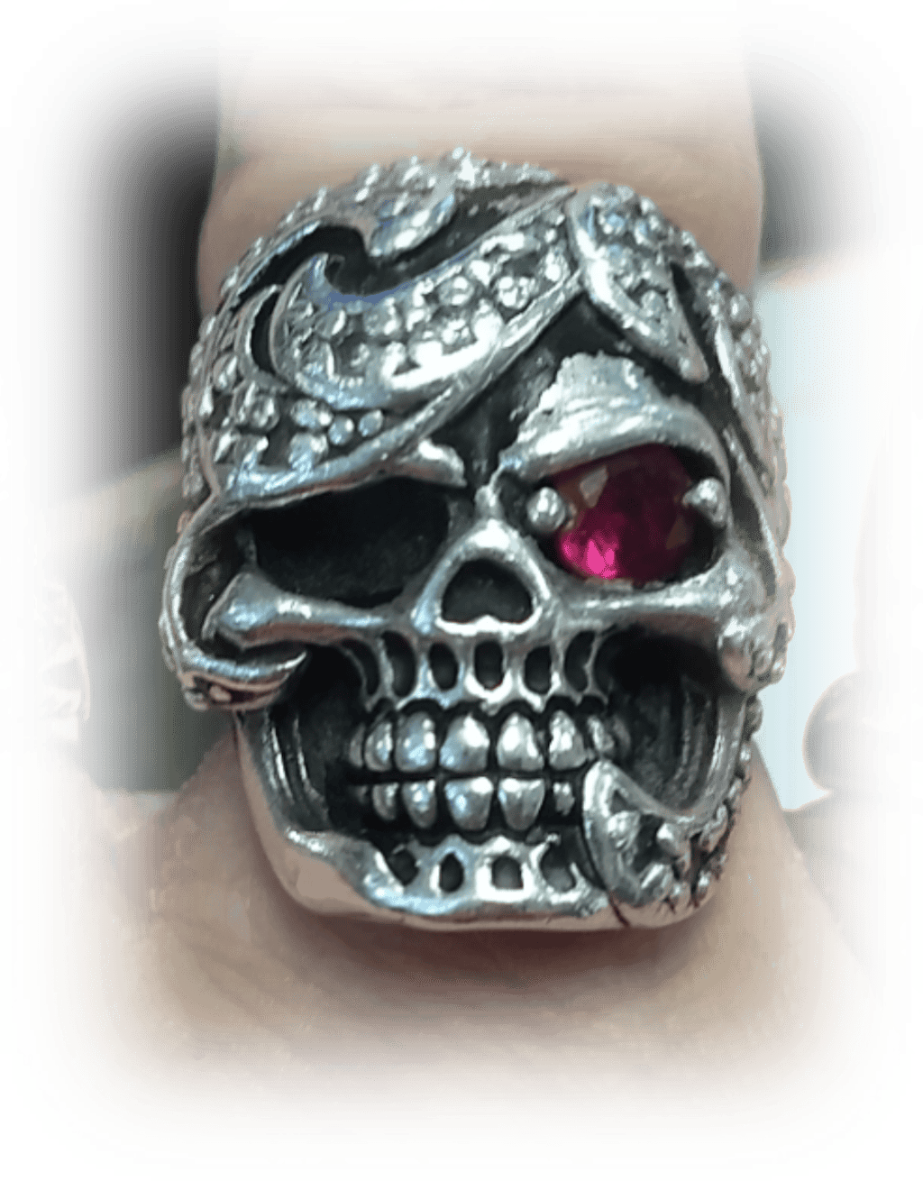 Sterling Silver Skull Ring with Cubic Zirconia Badass Jewelry